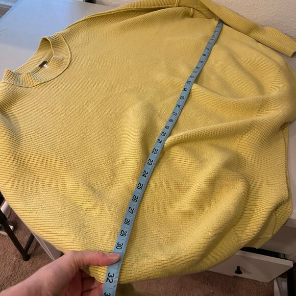 Free People Easy Street Chartreuse Yellow Ribbed Oversized Sweater Size Medium - Picture 10 of 12